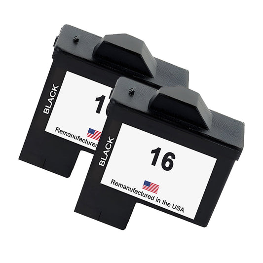 JIT Brand for Lexmark #16 Black Remanufactured in the USA Ink Cartridges Twin Pack
