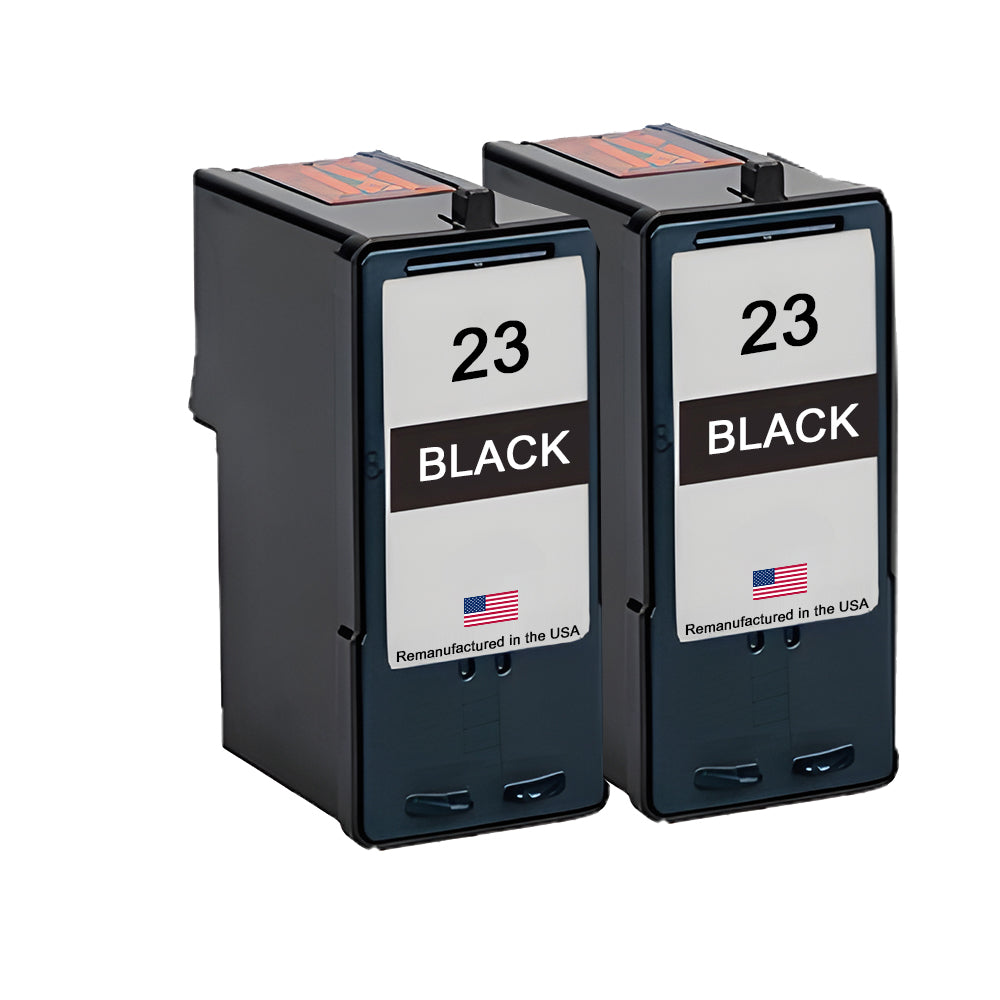 JIT Brand for Lexmark #23 Black Remanufactured in the USA Ink Cartridges Twin Pack