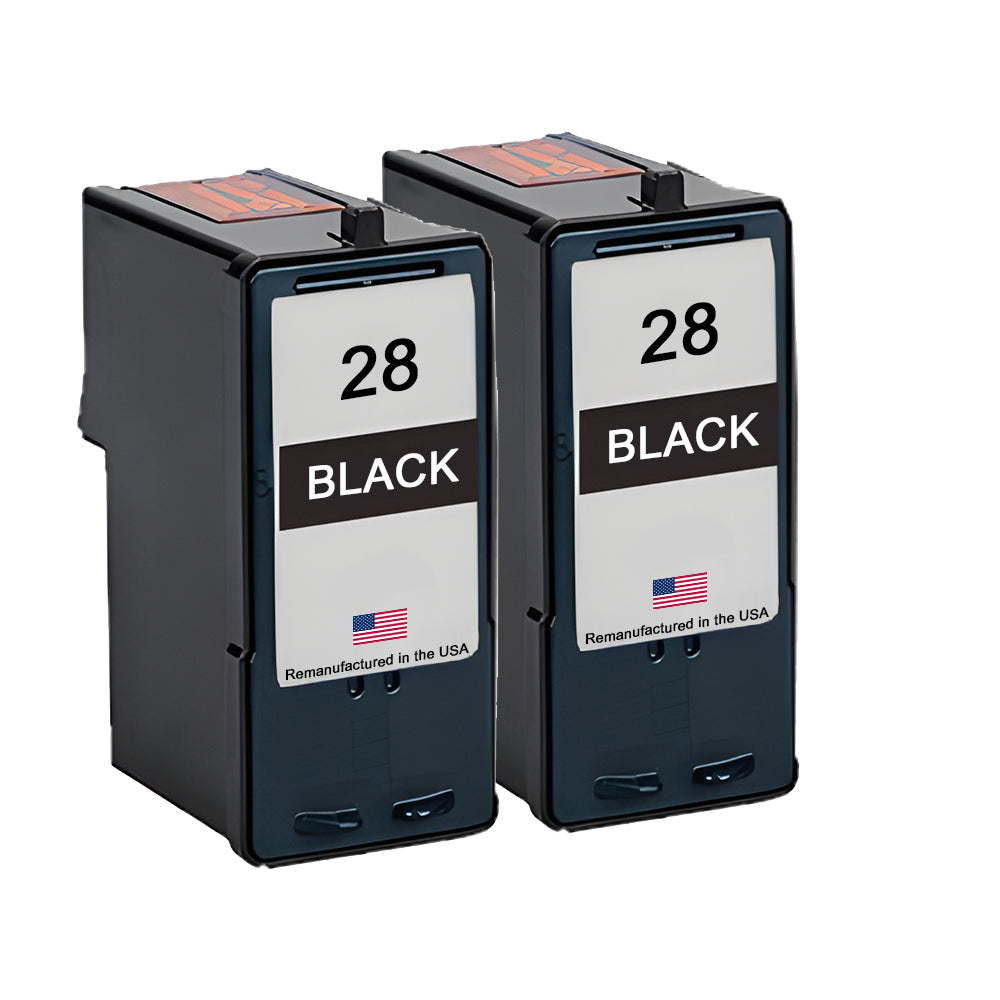 JIT Brand for Lexmark #28 Black Remanufactured in the USA Ink Cartridges Twin Pack