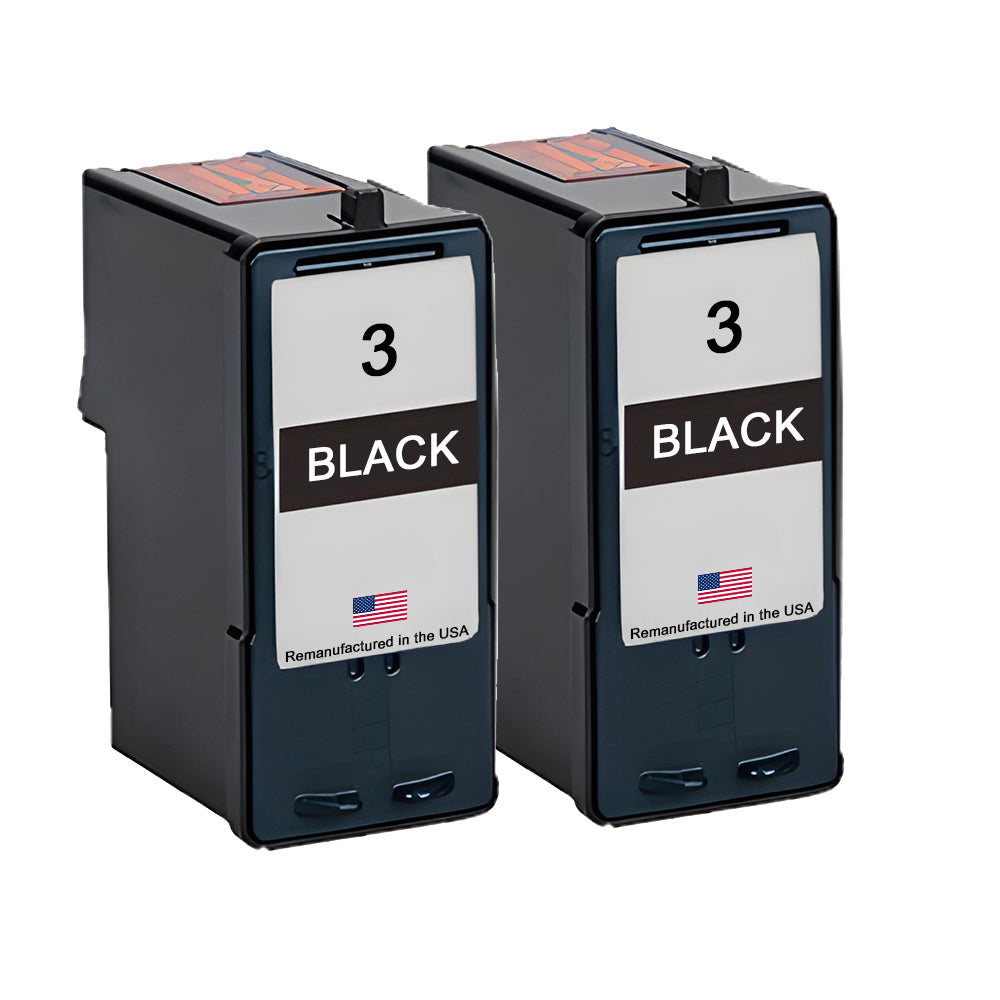 JIT Brand for Lexmark #3 Black Remanufactured in the USA Ink Cartridges Twin Pack