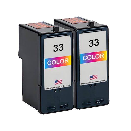 JIT Brand for Lexmark #33 Color Remanufactured in the USA Ink Cartridge Twin Pack
