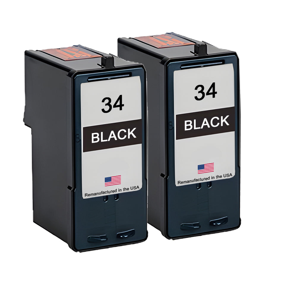 JIT Brand for Lexmark #34 Black Twin Pack Remanufactured in the USA Ink Cartridge