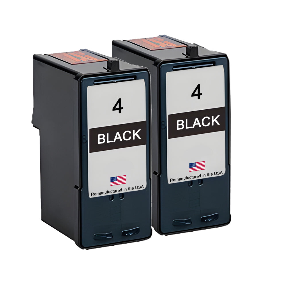 JIT Brand for Lexmark #4 Black Remanufactured in the USA Ink Cartridges Twin Pack