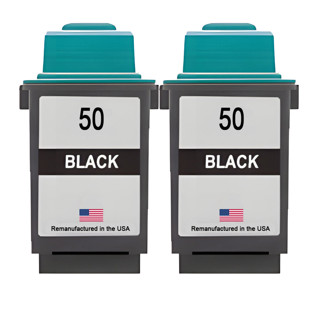 JIT Brand for  Lexmark #50 Black Twin Pack Remanufactured in the USA Ink Cartridges