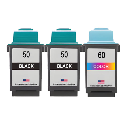 JIT Brand for Lexmark #50 2 Black / #60 1 Color Remanufactured in the USA Ink Cartridges 3-Pack
