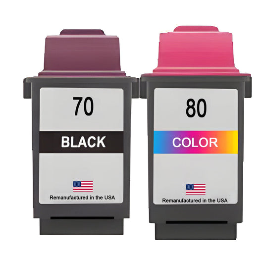 JIT Brand for Lexmark #70 Black / #80 Color Remanufactured in the USA Ink Cartridges Combo Pack