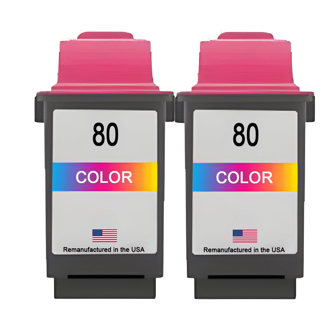 JIT Brand for Lexmark #80 Color Remanufactured in the USA Ink Cartridges Twin Pack