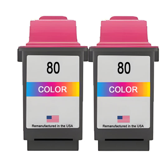 JIT Brand for Lexmark #80 Color Remanufactured in the USA Ink Cartridges Twin Pack