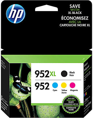 Original HP 952XL Black & 952 Cyan, Magenta, Yellow Ink Cartridge - 4 Pack