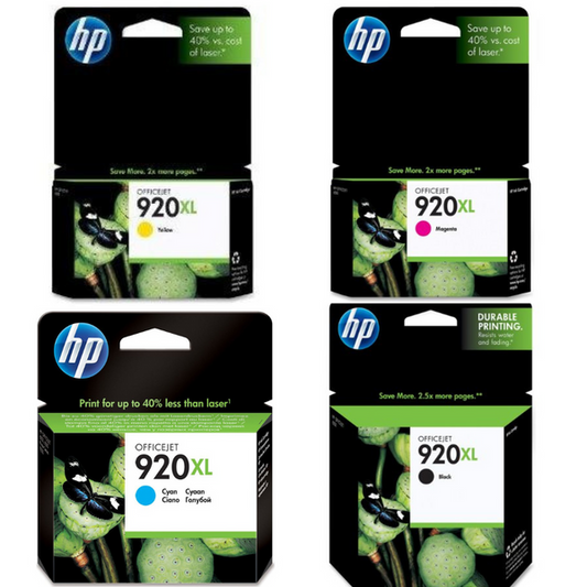 Original HP 920 High Yield Black, Cyan, Magenta & Yellow Ink Cartridges
