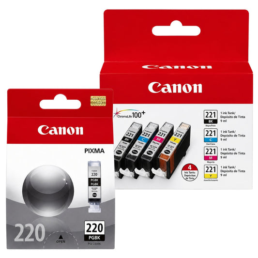 Original Canon 1 PGI-220 Black / CLI-221 1 Black and 3 Colors 5-Pack