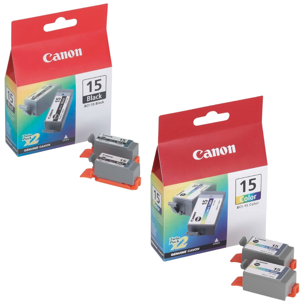 Original Canon BCI-15 Black and Color Ink Cartridge-4 Pack