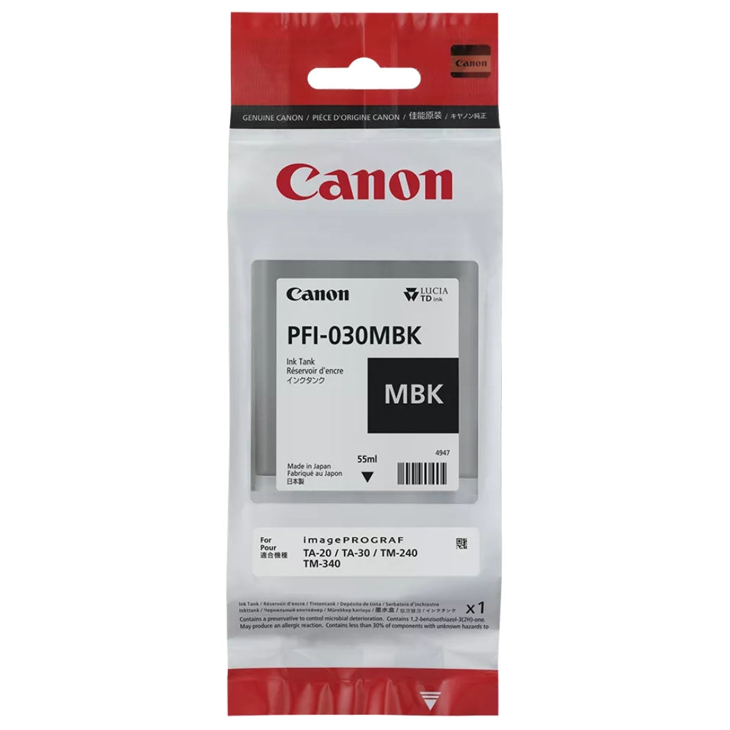 Original Canon PFI-030 Standard Yield Black Ink Cartridge, 3489C001