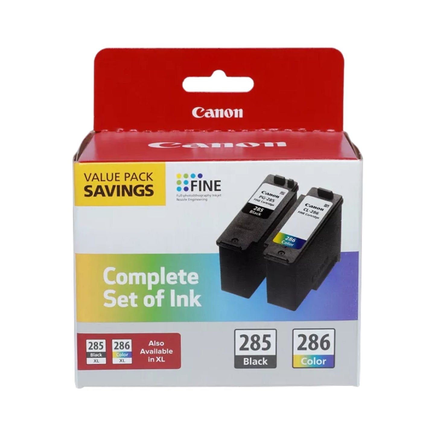 Original Canon PG-285/CL-286 Standard Yield Black and Color Ink Cartridge, 2 Pack
