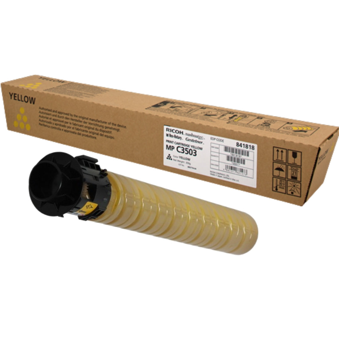 Genuine Ricoh MP C3503 Standard-Yield Yellow Toner Cartridge, 841818