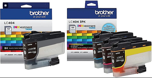 Brother LC404 Standard-Yield Black and Color Ink Cartridges, LC404 4-Pack