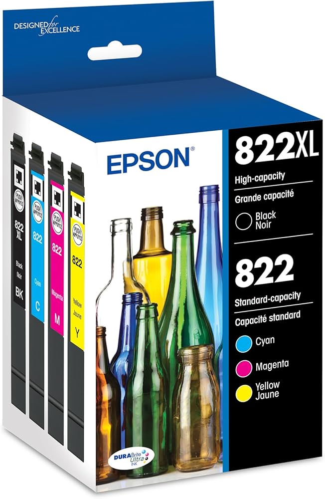 Genuine Epson T822XL/822 High-Yield Multi-Color (4-Pack) Ink Cartridge