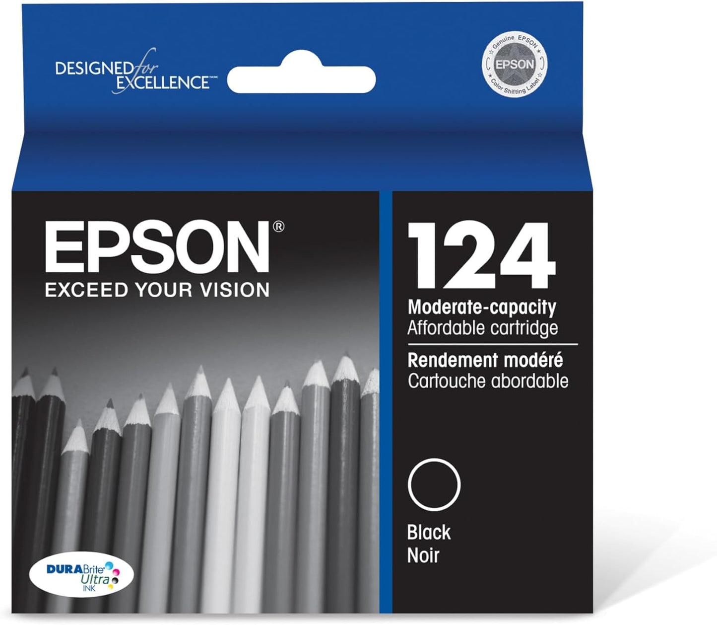 Original Epson T124 Standard Yield Black Ink Cartridge, T124120