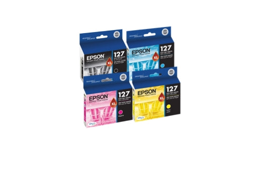 Original Epson T127 High Yield Tri-Color Ink Cartridge, T127120-BCS-4-Pack