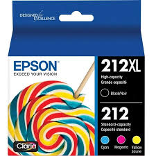 Genuine Epson T212XL/212 High-Yield Multi-Color (4-Pack) Ink Cartridge, T212XL-BCS