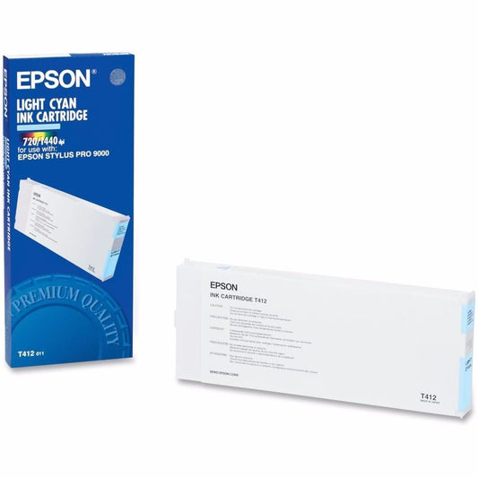 Genuine Epson T412 220ml Standard Yield Light Cyan Ink Cartridge, T412011