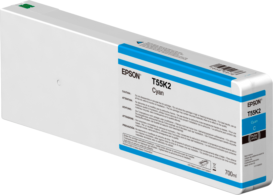 Genuine Epson (700ml) UltraChrome HD Cyan Ink Cartridge, T55K200 