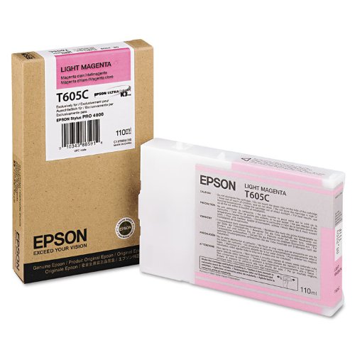 Genuine Epson T605C 110ml UltraChrome Light Magenta Ink Cartridge, T605C00 