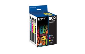 Original Epson T802 Standard Yield Multi-Color (4-Pack) Ink Cartridge, T802120-BCS