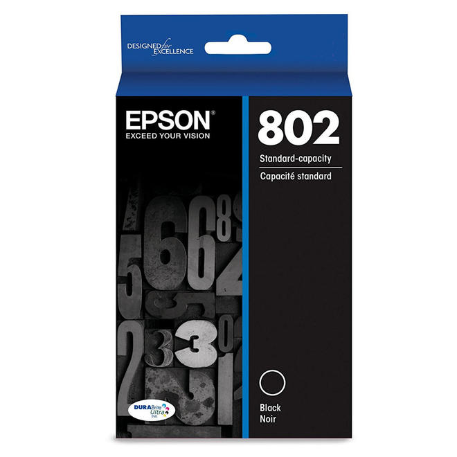 Original Epson T802 Standard Yield Black Ink Cartridge,T802120-S