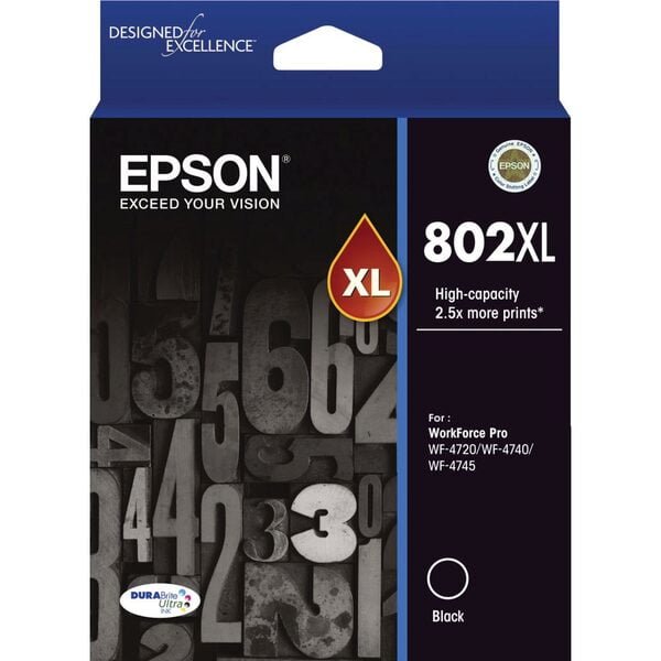 Original Epson T802XL High Yield Black Ink Cartridge, T802XL120