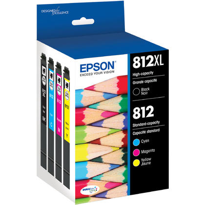 Original Epson T812XL/812 Multi-Color (4-Pack) Ink Cartridge, T812XL-BCS