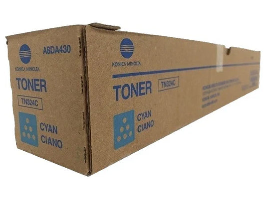 Original Konica Minolta TN324C Standard Yield Cyan Toner Cartridge, A8DA430