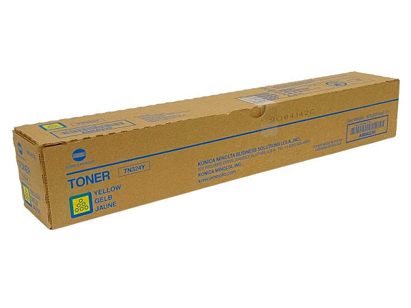 Original Konica Minolta TN324Y Standard Yield Yellow Toner Cartridge, A8DA230