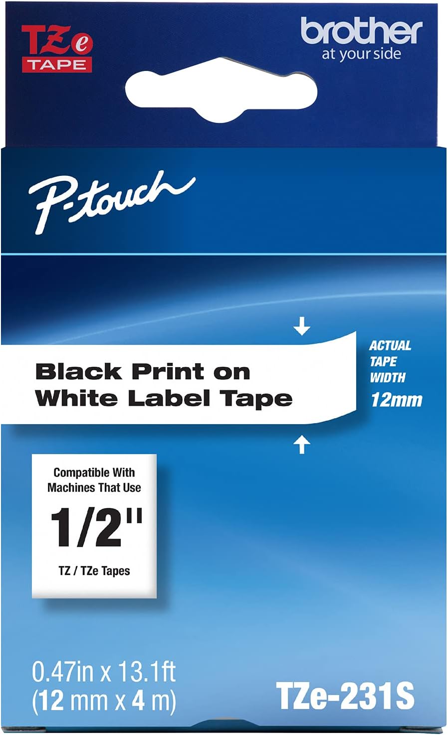 Genuine Brother P-Touch TZe-231S Economy Label Tape, Standard Laminated P-Touch Tape, Black on White 