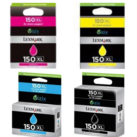 Original Lexmark #150XL High Yield Black, Cyan, Magenta & Yellow Ink Cartridge