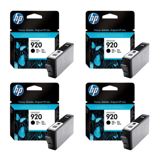 Original HP 920 Standard Yield Black Ink Cartridges,CD971AN- 4 Pack