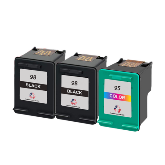 JIT Brand for HP 98 2 Black / 95 1 Tri-Color 3-Pack Remanufactured in the USA Ink Cartridge