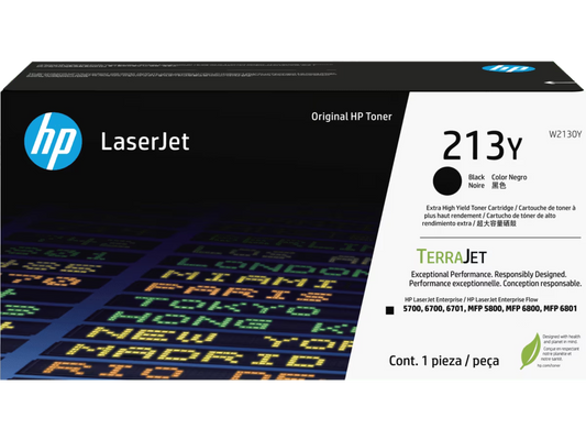 Original HP 213Y Standard Yield Black Toner Cartridge, W2130Y