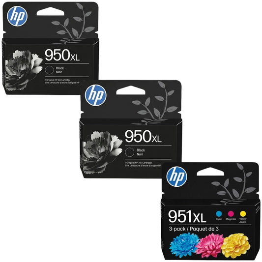 Original HP 950XL Black 2 & 951XL Cyan, Magenta & Yellow Ink Cartridges, T0A83AA