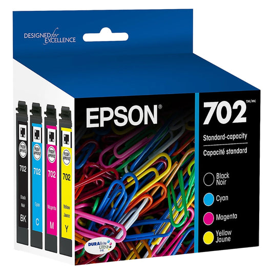Epson T702 Black/Cyan/Magenta/Yellow Cartridge, 4/Pack (T702120-BCS)