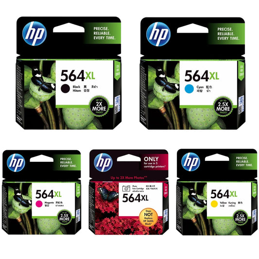 HP 564XL Black and Color Ink Cartridges-5pack