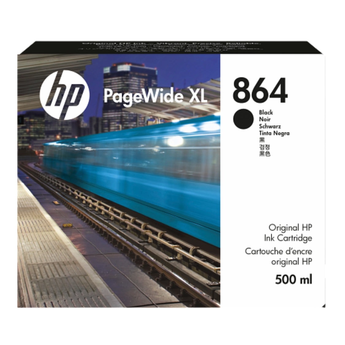 Genuine HP 864 500ml Black PageWide XL Ink Cartridge, 3ED86A