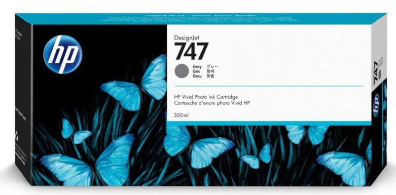HP 747 300-ml Gray DesignJet Ink Cartridge, P2V86A