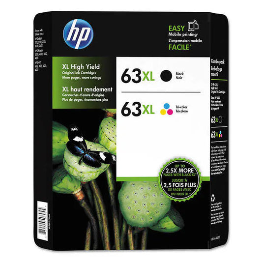 Original HP 63XL High Yield Black and Tri-Color Ink Cartridge