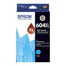 Original Epson 604XL High Yield Cyan Ink Cartridge,  C13T10H24010