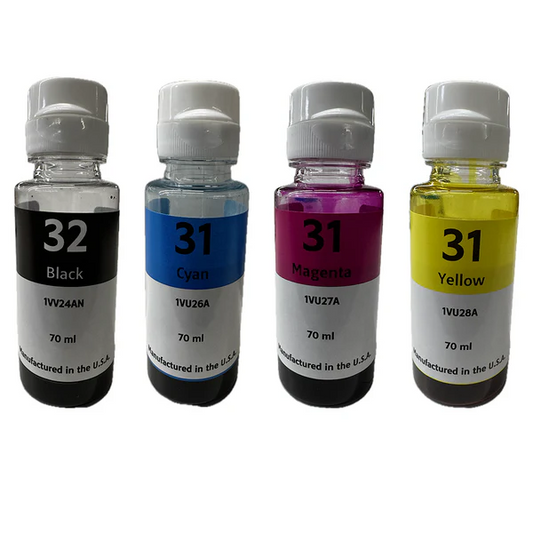 JIT Brand Replacement for HP 32 Black/ HP 31 Tri-Color 70ml Ink Bottles Made in the USA
