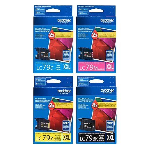Original Brother LC79 Black, Cyan, Magenta, Yellow Ink Cartridges, LC79